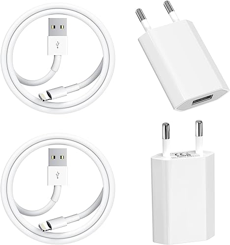 iPhone Ladekabel mit Netzteil 【Apple MFi Zertifiziert】 2 Pack iPhone Ladegerät und Lightning auf USB Kabel (1 m) USB Power Adapter für iPhone 13 12 11 Pro Max/SE/XS Max/XS/XR/X/8 7 6 Plus/6s/5S/5 von TORTOISE LOOK