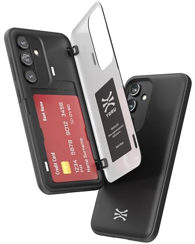 TORU CX HYBRID für Samsung Galaxy S24 / S25 Wallet Case | Doppellagige, schlanke Schutzhülle mit verstecktem Halter für 2 Kreditkartenfächer - Schwarz von TORU
