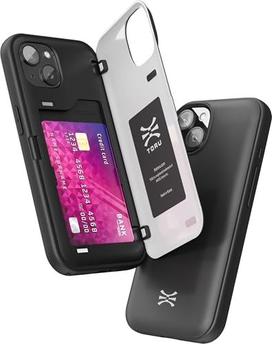 TORU CX HYBRID für iPhone 13 Mini Wallet Case | Doppellagige, schlanke Schutzhülle mit verstecktem Halter für 2 Kreditkartenfächer - Schwarz TORU CX HYBRID für iPhone 13 Mini Wallet Case | Doppellagige, schlanke Schutzhülle mit verstecktem Halter für 2 Kreditkartenfächer - Schwarz von TORU