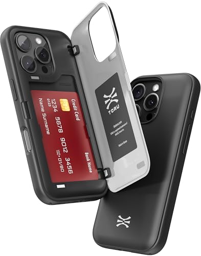 TORU CX HYBRID für iPhone 16 Pro Wallet Case | Doppellagige, schlanke Schutzhülle mit verstecktem Halter für 2 Kreditkartenfächer - Schwarz TORU CX HYBRID für iPhone 16 Pro Wallet Case | Doppellagige, schlanke Schutzhülle mit verstecktem Halter für 2 Kreditkartenfächer - Schwarz von TORU
