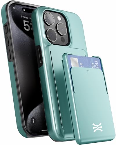 TORU CX PRO Wallet-Hülle für iPhone 13 Pro mit abnehmbarem, verschiebbarem Kartenhalter für 3 Karten | Schutzhülle mit Doppelschicht und kabelloser Ladefunktion - Grün von TORU