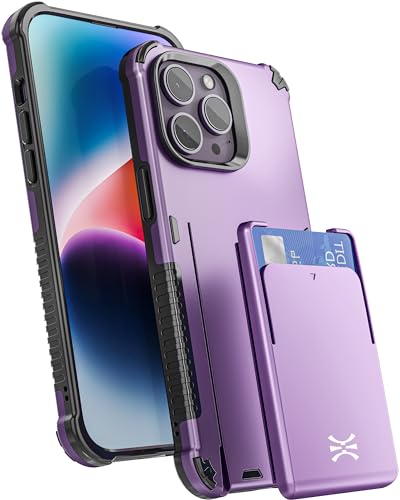 TORU CX PRO Wallet-Hülle für iPhone 14 Pro mit abnehmbarem, verschiebbarem Kartenhalter für 3 Karten und Handschlaufe | Schutzhülle mit Doppelschicht und kabelloser Ladefunktion - Lila TORU CX PRO Wallet-Hülle für iPhone 14 Pro mit abnehmbarem, verschiebbarem Kartenhalter für 3 Karten und Handschlaufe | Schutzhülle mit Doppelschicht und kabelloser Ladefunktion - Lila von TORU