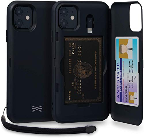 TORU CX PRO für iPhone 11 Hülle Brieftasche mit Kartenfach - Schutzhülle mit Kreditkarten Fach, Lightning-Adapter, Handschlaufe und Spiegel - Schwarz von TORU