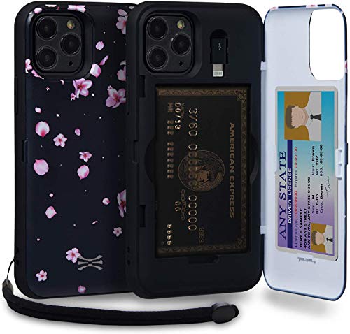 TORU CX PRO für iPhone 11 Pro Hülle Brieftasche mit Kartenfach - Schutzhülle mit Kreditkarten Fach, Lightning-Adapter, Handschlaufe und Spiegel - Blumen von TORU