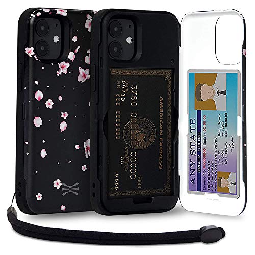 TORU CX PRO für iPhone 12 Mini Hülle Brieftasche mit verstecktem Kartenhalter und Ausweis Kartenfach Abdeckung - Schutzhülle Inklusive Handschlaufe und Spiegel - Blumen von TORU