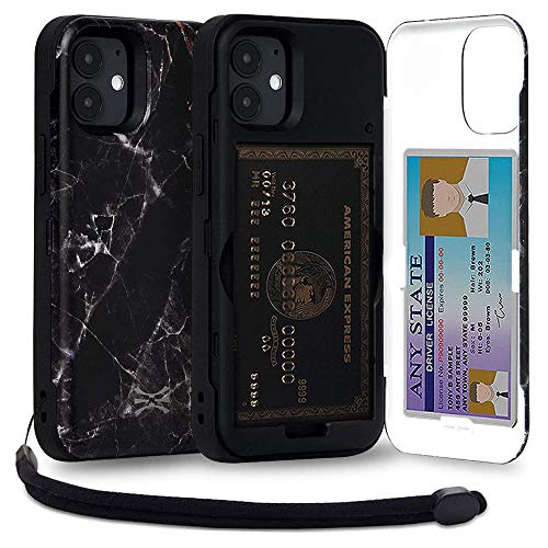 TORU CX PRO für iPhone 12 Mini Hülle Brieftasche mit verstecktem Kartenhalter und Ausweis Kartenfach Abdeckung - Schutzhülle Inklusive Handschlaufe und Spiegel - Marmor von TORU