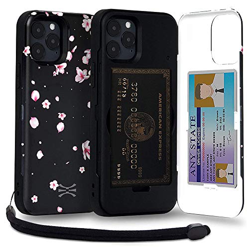 TORU CX PRO für iPhone 12 Pro/iPhone 12 Hülle Brieftasche mit verstecktem Kartenhalter und Ausweis Kartenfach Abdeckung - Schutzhülle Inklusive Handschlaufe und Spiegel - Blumen von TORU