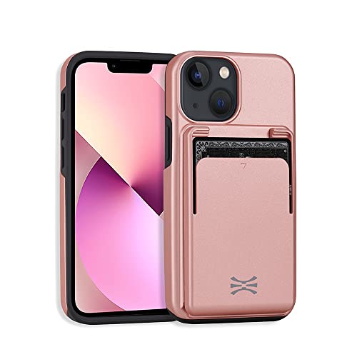 TORU CX PRO für iPhone 13 Mini Hülle Brieftasche mit Kartenfach - Schutzhülle mit Abnehmbarer Kartenhalter zum Kabelloses Laden - Roségold von TORU