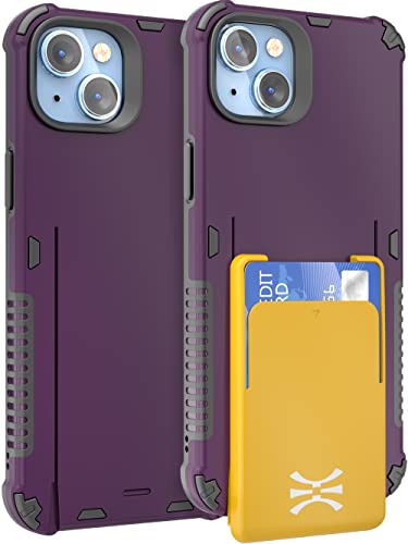 TORU CX PRO für iPhone 14 Hülle Brieftasche mit Kartenfach - Schutzhülle mit Abnehmbarer Kartenhalter zum Kabelloses Laden (Handschlaufe enthalten) - Lila von TORU