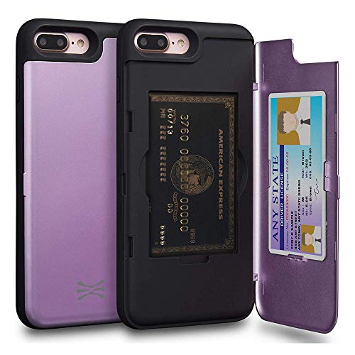 TORU CX PRO für iPhone 7 Plus/iPhone 8 Plus Hülle Brieftasche mit verstecktem Kartenhalter und Ausweis Kartenfach Abdeckung - Schutzhülle Inklusive Spiegel - Lila von TORU