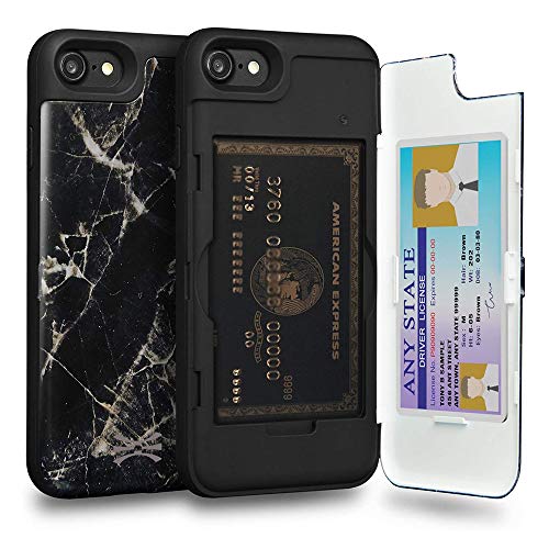 TORU CX PRO für iPhone SE (2022) / iPhone SE (2020) / iPhone 8 / iPhone 7 Hülle Wallet | Stoßfeste Schutzhülle mit verstecktem Kartenhalter und Kartenfach | Spiegel inklusive - Marmor von TORU