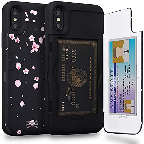 TORU CX PRO für iPhone X/iPhone XS Hülle Brieftasche mit verstecktem Kartenhalter und Ausweis Kartenfach Abdeckung - Schutzhülle Inklusive Spiegel - Blumen von TORU