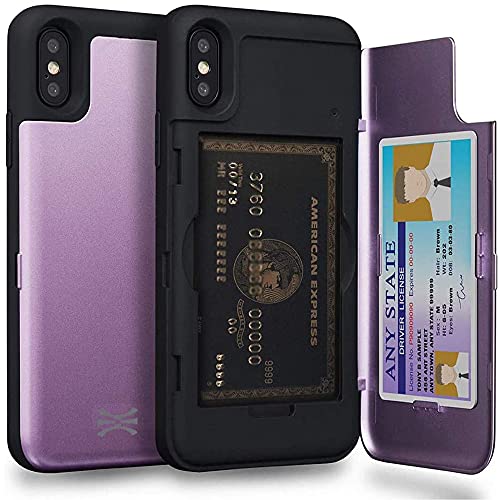 TORU CX PRO für iPhone X/iPhone XS Hülle Brieftasche mit verstecktem Kartenhalter und Ausweis Kartenfach Abdeckung - Schutzhülle Inklusive Spiegel - Lila von TORU