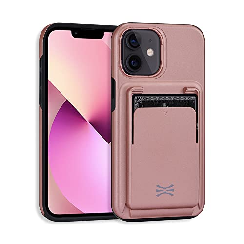 TORU CX Premium für iPhone 12 / iPhone 12 Pro Hülle Brieftasche mit Kartenfach - Schutzhülle mit Abnehmbarer Kartenhalter zum Kabelloses Laden - Roségold von TORU