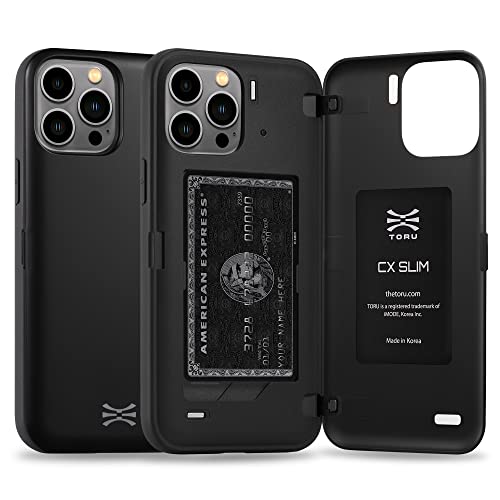 TORU CX Slim Magnetische Brieftaschenhülle für iPhone 13 Pro Hülle mit Kartenhalter – Schwarz von TORU
