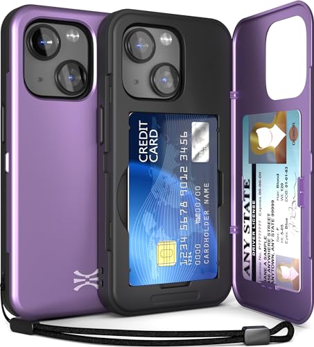 TORU CX Slim für iPhone 15 Hülle Wallet | Stoßfeste Schutzhülle mit verstecktem Kartenhalter und Kartenfach | Spiegel und Handschlaufe inklusive - Lila von TORU