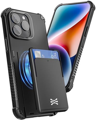 TORU MX PRO für iPhone 14 Pro Hülle Brieftasche mit Kartenfach, Versteckte Magnete Kompatibel mit MagSafe - Schutzhülle mit Abnehmbarer Kartenhalter und Handschlaufe - Schwarz von TORU