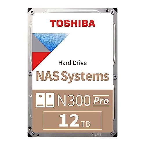 Toshiba N300 PRO 12 TB großes Business-NAS (bis zu 24 Einschübe), 8,9 cm (3,5 Zoll) interne Festplatte, bis zu 300 TB/Jahr, Workload-Rate, CMR SATA 6 GB/s 7200 U/min, 512 MB Cache, HDWG51CXZSTB von TOSHIBA