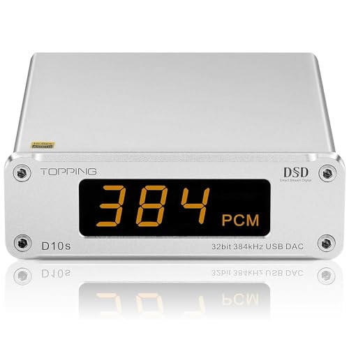 TOTAUDIO Topping D10S DAC Hi-Res Verstärker ESS ES3838Q2M 32-Bit, USB XMOS U208 (Silber) von TOTAUDIO