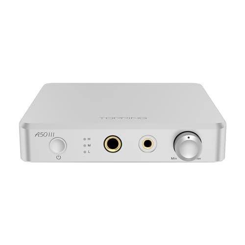 Topping A50III Verstärker für Kopfhörer, NFCA, Klinkenstecker 6,35 mm, 4,4 mm, ausgewogen (Silber) von TOTAUDIO