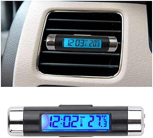 TOTMOX Auto Elektronische Uhr Thermometer 2in1-Leuchtende, Hintergrundbeleuchtung Ansteckuhr 2 Automotive Digital AU Monitor Auto in1 LCD Thermometer von TOTMOX