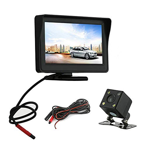 TOTMOX Auto-Rückfahrkamera-Kit, 4,3 Zoll digitaler TFT-LCD-Monitor + wasserdichte HD-Backup-Parkkamera für die meisten 8V-12V-Fahrzeuge, 170° Weitwinkel von TOTMOX