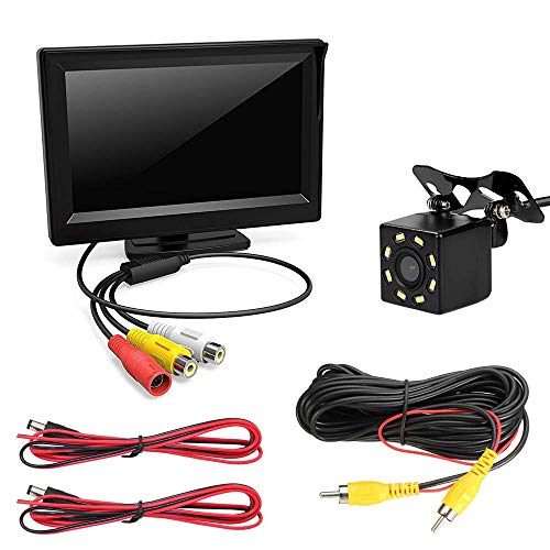 TOTMOX Auto-Rückfahrkamera-Kit, 4,3 Zoll digitaler TFT-LCD-Monitor + wasserdichte HD-Backup-Parkkamera für die meisten 8V-12V-Fahrzeuge, mit IR-Nachtsicht, 170° Weitwinkel von TOTMOX