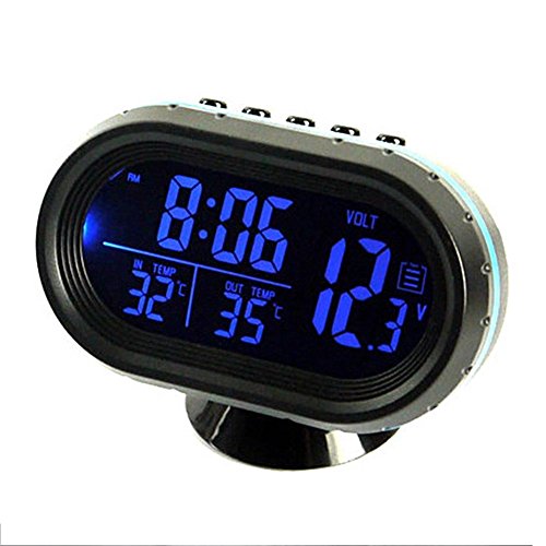 TOTMOX Auto Thermometer LCD Digitaluhr 12-24V Multifunktionale Temperatur Voltmeter Anzeige Elektronische Uhr Alarm Monitor mit 2 Hintergrundbeleuchtung von TOTMOX