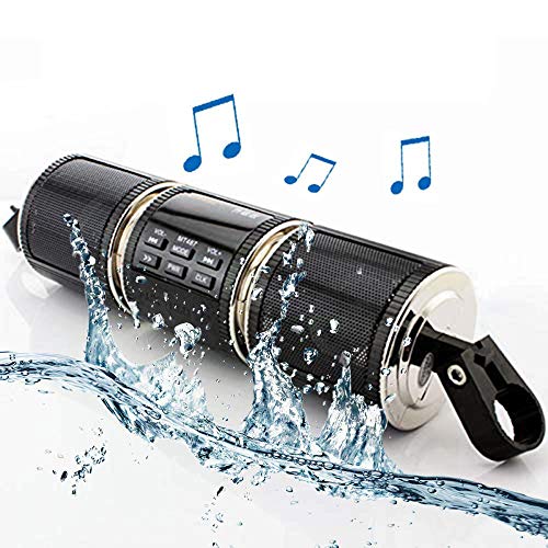 TOTMOX Motorrad Bluetooth Fm Radio, Wasserdichtes 12V Bike HIFI mit Stereo Sound System für ATV Jet Ski Radio Fernalarm MP3-Player Schwarz von TOTMOX