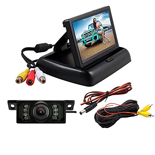 TOTMOX Wireless Rückfahrkamera Kit, 4,3 Zoll HD TFT LCD Monitor + wasserdichte Rückfahrkamera für die meisten 12V-24V Autos, Nachtsicht, 170° Weitwinkel von TOTMOX