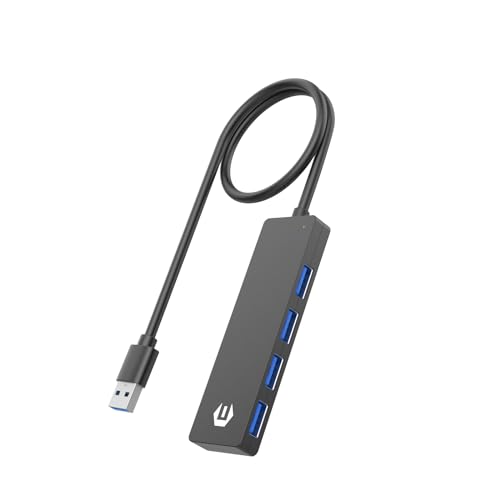 TOTU 4-Port USB 3.0 Hub, USB Hub Extra Light Data Hub USB Adapter, 5Gbps Datenübertragung für Laptop, Xbox, Flash Drive, Konsole, HDD, Drucker, Kamera, Keyborad, Maus usw. von TOTU