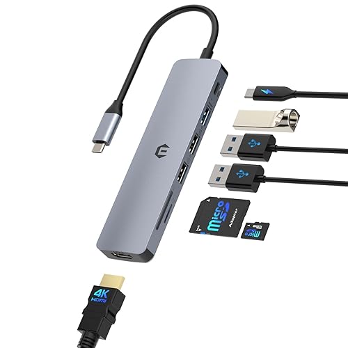 TOTU USB-C-Hub, 100 W PD USB-C-Hub, 2 x 4K HDMI-USB-C-Dockingstation, USB-Lade-Hub, kompatibel mit Mac/Chromebook/HP/Dell und anderen Typ-C-Geräten von TOTU