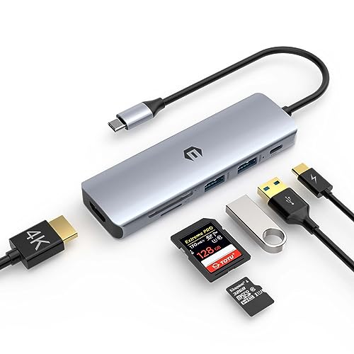 TOTU USB-C-Hub, 6-in-1-USB-C-Docking-Lösung, 6 Ports Hub mit 4K-HDMI-Ausgang, schnelles Aufladen, SD/TF-Karten und USB für Windows-Laptops und andere USB-C-Laptops von TOTU