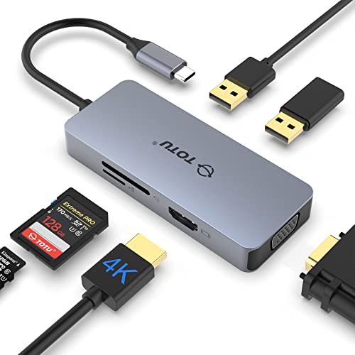 USB C Hub, Dockingstation, TOTU 6-in-1 Dockingstation Typ C Hub mit 4K HDMI Anschluss, VGA Port, 2 USB 2.0 Anschlüsse, SD/TF Kartenleser, für MacBook und andere Typ C Laptops USB C Hub, Dockingstation, TOTU 6-in-1 Dockingstation Typ C Hub mit 4K HDMI Anschluss, VGA Port, 2 USB 2.0 Anschlüsse, SD/TF Kartenleser, für MacBook und andere Typ C Laptops von TOTU