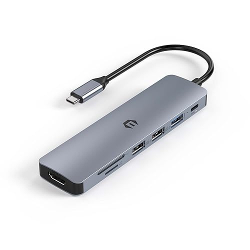 USB C Hub, TOTU 7 in 1 USB Hub Multiport Adapter mit 4K HDMI, 100W PD, USB 3.0, 2 USB 2.0 und SD/TF Slot, kompatibel mit Typ-C-Laptops von TOTU