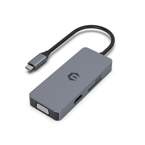 USB C Hub, TOTU USB C Hub mit 4K HDMI Ausgang, VGA, SD/TF Kartenleser, 2 USB 3.0 für Pro/Air Pro Dell, Huawei Surface Pro 8/7 und andere Typ-C-Geräte von TOTU