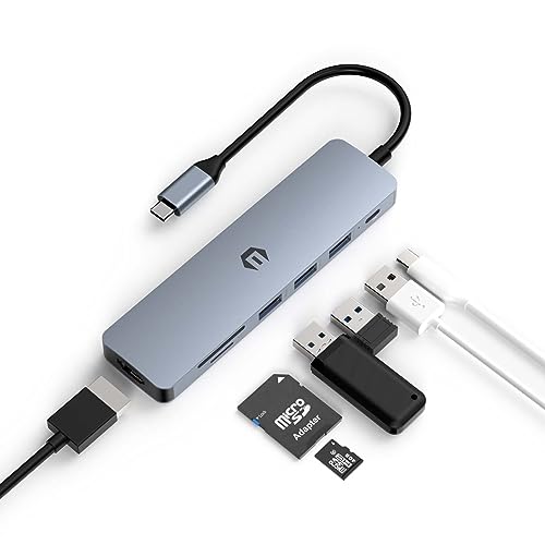 USB Hub, TOTU USB C Hub 7 in 1 Multiport Adapter für Typ C Laptop, mit 4K HDMI, 100W PD, 3 USB 3.0, SD/TF Dockingstation TOTU Multiport Adapter, für Typ C Laptop von TOTU