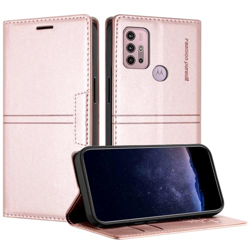 TOUCASA Handyhülle für Motorola Moto G30 / G20 / G10, PU Leder Brieftasche Flip Stoßfest Hülle, mit [Kartenfächer] [Magnetverschluss] [Ständer] Kompatibel mit Moto G30 (Rosa) von TOUCASA