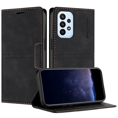 TOUCASA Handyhülle für Samsung Galaxy A72 4G/5G, PU Leder Brieftasche Flip Stoßfest Hülle, mit [Kartenfächer] [Magnetverschluss] [Ständer] Kompatibel mit Samsung A72 4G (Schwarz) von TOUCASA