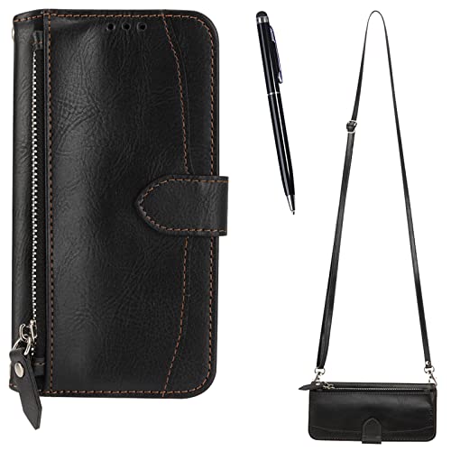 TOUCASA Kompatibel mit Xiaomi Redmi 10C Hülle mit Band, Handyhülle Brieftasche PU Leder Case [Ständer Kartenfach] Klapphülle Magnetic Closure Flip Schutzhülle handyhülle Lederhülle (Schwarz) von TOUCASA