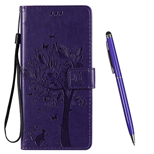 TOUCASA für Nokia 1.3 Hülle,Handyhülle für Galaxy A6 2018,Brieftasche PU Leder Flip [Prägung] Embossing Case Magnetverschluss Handytasche Klapphülle (Lila) von TOUCASA