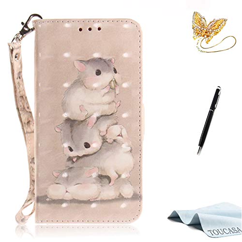 TOUCASA iPhone 8 Handyhülle,iPhone 7（4.7 Hülle, Brieftasche flip PU Leder Kartenfächer 3D Glitter Surface Hidden Magnetic Closure Life Time Warranty für iPhone 8/iPhone 7（4.7(Baby Hamster) von TOUCASA