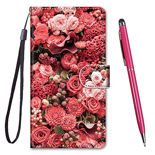Toucasa Handyhülle für Huawei P30 Pro,Premium Brieftasche PU Leder Flip [Kreativ Gemalt] Stoßfeste Case Handytasche Klapphülle für Huawei P30 Pro (Rosengarten) von TOUCASA
