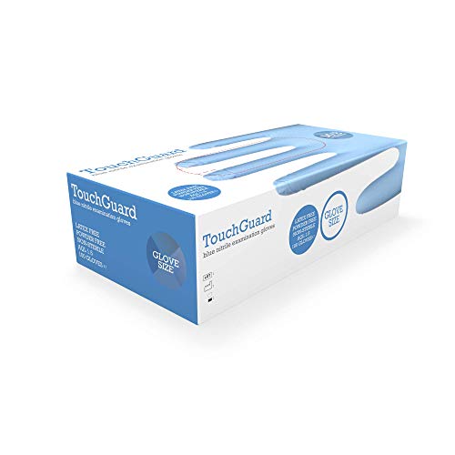 TouchGuard Blue Einweg-Nitrilhandschuhe, Puderfrei und Latexfrei, Karton mit 100 Stück, Größe L von TOUCHGUARD