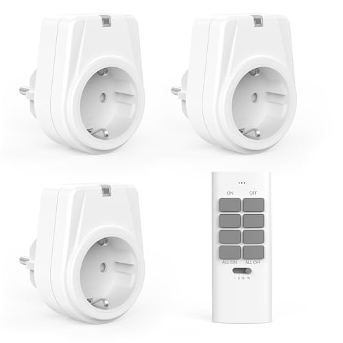TOUCHXEL Drahtlose Schaltbare Funksteckdosen mit Fernbedienung 3500W innen Stecker, Steckdosenschalter mit 30M Reichweite Steckdosen-Set, Funkschalter Set Selbstlern-Funktion für Haushaltsgeräte von TOUCHXEL