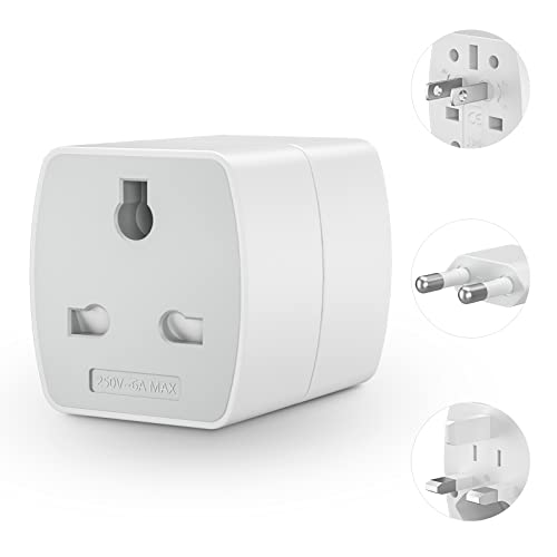 Reiseadapter Weltweit Reisestecker Adapter, 3 in 1 Internationaler Steckdosenadapter Set mit Reiseadapter Typ G, Typ A und Typ F Stecker für USA, UK, Australien,Kanada, Japan,Mexiko,Dubai, Weiß von TOULSIT