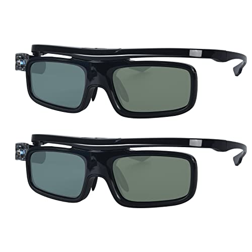 Toumei 3D-Brille, wiederaufladbar, Active Shutter Brille, 3D DLP Link, kompatibel mit DLP 3D-Projektor, Acer BenQ Optoma Viewsonic Philips LG Infocus NEC Jmgo Vivitek Cocar Toumei – 2 Stück von TOUMEI