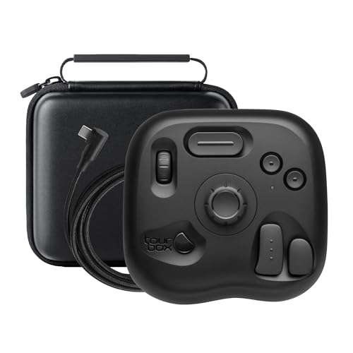 TourBox Lite, Controller Tastatur für Zeichentablett, Comic Farbkorrektur ClipStudioPaint Quick Keys, Editing Kontrolle für Foto Video Photoshop Lightroom Programmierbar Keyboard (Mit Tasche) von TOUR BOX