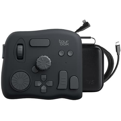 TourBox NEO, Editing Controller für Foto Video Ilustration, Makro Tastatur für Grafiktablett, MacOS/Windows, Photoshop Lightroom Premiere Davinci Resolve Programmierbar Keyboard (Mit Tasche) von TOUR BOX