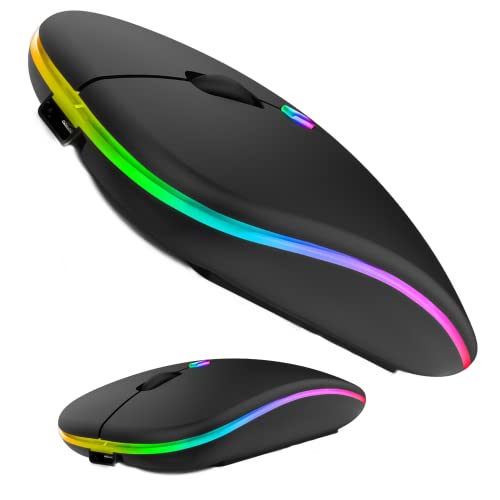TOVARIN Kabellose Maus, leise 2,4 G + Bluetooth und USB-Empfänger für Computer, Laptop und Tablet von Windows, iOS und Android, 3 einstellbare DPI-Stufen (Schwarz) von TOVARIN